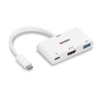 Imagen del adaptador gráfico USB Lindy 43340, blanco, con soporte para resolución 3840 x 2160 pixeles