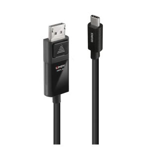 Adaptador de cable de vídeo de 1 metro Lindy con conector USB Tipo C a DisplayPort en color negro, SKU 43341