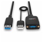 Imagen del hub de interfaz USB 3.2 Gen 2 Type-A de 100 Mbit/s en color negro, modelo Lindy 43357.