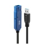 Cable USB 3.2 Gen 1 de 20 m marca Lindy, modelo 43361, color negro y con conectores USB A