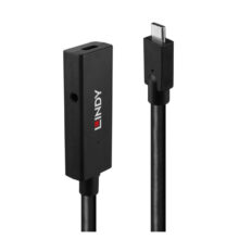Cable USB negro de 5 metros Lindy modelo 43364 con especificaciones USB 3.2 Gen 2 y conector USB-C.