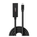 Cable USB negro de 5 metros Lindy modelo 43364 con especificaciones USB 3.2 Gen 2 y conector USB-C.