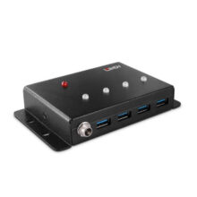 Lindy 43374 hub de interfaz USB 3.2 Gen 1 (3.1 Gen 1) Type-B con una velocidad de 5000 Mbit/s en color negro. SKU 43374