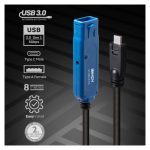 Lindy 43381 cable USB 3.2 Gen 1 de 8 metros con conectores USB C y USB A en colores negro y azul