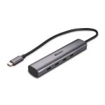 Imagen del Lindy hub de interfaz USB Tipo C, color gris, con velocidad de 10000 Mbit/s, SKU 43384