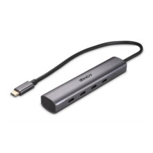 Imagen del Lindy hub de interfaz USB Tipo C, color gris, con velocidad de 10000 Mbit/s, SKU 43384