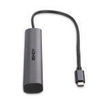 Imagen del Lindy hub de interfaz USB Tipo C, color gris, con velocidad de 10000 Mbit/s, SKU 43384