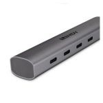 Imagen del Lindy hub de interfaz USB Tipo C, color gris, con velocidad de 10000 Mbit/s, SKU 43384