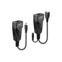 Ampliador de red Lindy 43390 color negro con transmisor y receptor, ideal para accesorios de portátiles