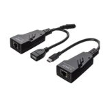 Ampliador de red Lindy 43390 color negro con transmisor y receptor, ideal para accesorios de portátiles