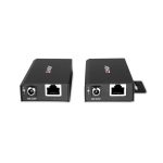 Lindy extensor de audio y video con funciones de transmisión y recepción de señales AV en color negro. SKU: 43408