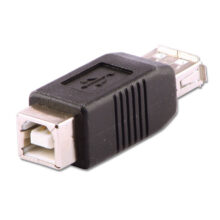 Lindy 71228 Adaptador de Género para cable USB A a USB B en color negro, SKU 71228