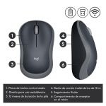 Ratón inalámbrico Logitech M185, compacto y ergonómico para uso diario, SKU 910-002235