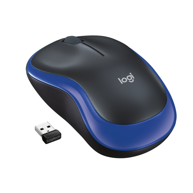 Ratón inalámbrico Logitech M185 con diseño ergonómico Imagen del ratón inalámbrico Logitech M185, SKU 910-002236, mostrando su diseño ergonómico y construcción compacta