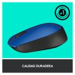 Vista frontal del Logitech M170, ratón inalámbrico gris con diseño compacto, SKU 910-004640