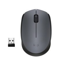Imagen del ratón Logitech M170 en gris, diseño ambidextro, RF inalámbrico, óptico, con 1000 DPI. SKU 910-004642