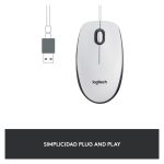 Ratón óptico Logitech M100, ergonómico y duradero, SKU 910-005004