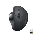 Logitech MX Ergo, ratón trackball ergonómico, modelo SKU 910-005179, conocido por su diseño cómodo y precisión mejorada