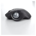 Logitech MX Ergo, ratón trackball ergonómico, modelo SKU 910-005179, conocido por su diseño cómodo y precisión mejorada