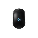 Vista lateral del ratón inalámbrico Logitech G modelo 910-005273, diseñado para juego con sensor óptico de 25600 DPI y uso ambidiestro.