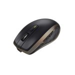 Vista frontal del Logitech MX Anywhere 2 Wireless Mobile Mouse, diseñado para mano derecha, con tecnología RF Wireless y Bluetooth, y resolución láser de 1000 DPI. SKU: 910-005314
