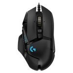 Logitech G502 HERO, ratón gamer con sensor HERO 25K, iluminación RGB, 11 botones programables y peso ajustable. SKU 910-005470