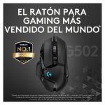 Imagen del ratón Logitech G502 HERO con sensor óptico de alta precisión, 11 botones programables, ajuste de peso y RGB personalizado, SKU 910-005471