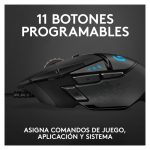 Imagen del ratón Logitech G502 HERO con sensor óptico de alta precisión, 11 botones programables, ajuste de peso y RGB personalizado, SKU 910-005471