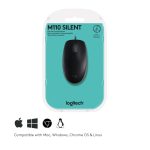 Ratón Logitech B110 Silent para oficina, ambidextro, con conexión USB tipo A, sensor óptico de 1000 DPI. SKU 910-005508