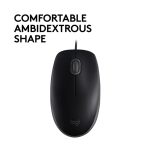 Ratón Logitech B110 Silent para oficina, ambidextro, con conexión USB tipo A, sensor óptico de 1000 DPI. SKU 910-005508