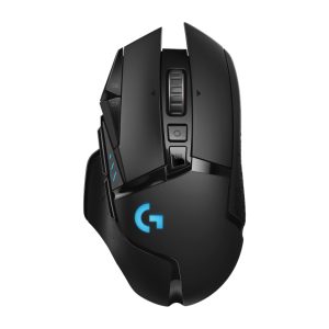Imagen del Logitech G G502 LIGHTSPEED, ratón para gaming inalámbrico con SKU 910-005567, mostrando su diseño ergonómico y botones programables.