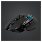 Imagen del Logitech G G502 LIGHTSPEED, ratón para gaming inalámbrico con SKU 910-005567, mostrando su diseño ergonómico y botones programables.