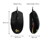 Ratón de juego Logitech G con 8000 DPI, conexión USB tipo A, SKU 910-005796