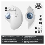 Vista del ratón ergonómico Logitech ERGO M575 con trackball, SKU 910-005870, ideal para reducir el movimiento de la mano.