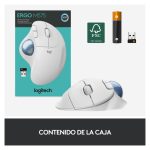 Vista del ratón ergonómico Logitech ERGO M575 con trackball, SKU 910-005870, ideal para reducir el movimiento de la mano.