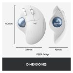 Vista del ratón ergonómico Logitech ERGO M575 con trackball, SKU 910-005870, ideal para reducir el movimiento de la mano.