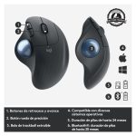 Logitech ERGO M575 con trackball, ratón inalámbrico ergonómico, SKU 910-005872