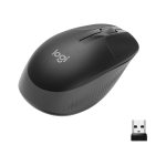 Logitech M190, ratón inalámbrico con conexión USB y diseño ergonómico. SKU 910-005905.