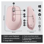 Ratón inalámbrico Logitech MX Anywhere 3 con tecnología RF Wireless y Bluetooth, sensor láser de 4000 DPI para uso en viajes, SKU 910-005990