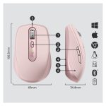 Ratón inalámbrico Logitech MX Anywhere 3 con tecnología RF Wireless y Bluetooth, sensor láser de 4000 DPI para uso en viajes, SKU 910-005990