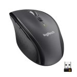 Vista frontal del ratón inalámbrico óptico Logitech M705, SKU 910-006034, diseñado para uso en oficina, con 1000 DPI y uso ergonómico para la mano derecha.