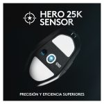 Ratón de juego Logitech G, modelo 910-006106, diseñado para la mano derecha, con conectividad RF Wireless y Bluetooth, y sensor óptico de 25600 DPI.