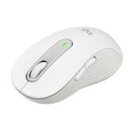 Vista frontal del Logitech Signature M650 L para Business, ratón inalámbrico blanco, diseñado para manos grandes, con tecnología Logi Bolt y SmartWheel. SKU 910-006349.