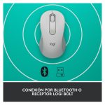 Vista frontal del Logitech Signature M650 L para Business, ratón inalámbrico blanco, diseñado para manos grandes, con tecnología Logi Bolt y SmartWheel. SKU 910-006349.