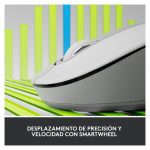 Vista frontal del Logitech Signature M650 L para Business, ratón inalámbrico blanco, diseñado para manos grandes, con tecnología Logi Bolt y SmartWheel. SKU 910-006349.