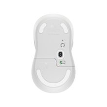 Vista frontal del Logitech Signature M650 L para Business, ratón inalámbrico blanco, diseñado para manos grandes, con tecnología Logi Bolt y SmartWheel. SKU 910-006349.