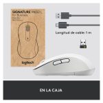 Vista frontal del Logitech Signature M650 L para Business, ratón inalámbrico blanco, diseñado para manos grandes, con tecnología Logi Bolt y SmartWheel. SKU 910-006349.