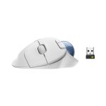 Ratón Logitech modelo 910-006438, diseñado para la mano derecha con conectividad RF Wireless y Bluetooth, y trackball de 2000 DPI