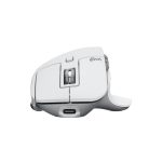 Vista cercana del ratón Logitech 910-006572 diseñado para la oficina, apto para la mano derecha con conectividad Bluetooth y laser de 8000 DPI