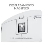 Vista cercana del ratón Logitech 910-006572 diseñado para la oficina, apto para la mano derecha con conectividad Bluetooth y laser de 8000 DPI